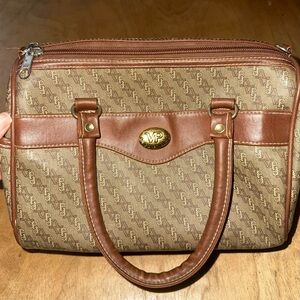 Vintage VP Monogram Brown Tote with Leather Trim